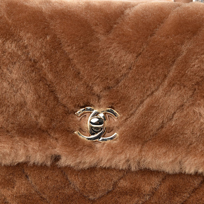 Chanel Shearling Lambskin Coco Handle Flap Dark Beige 10 of 10