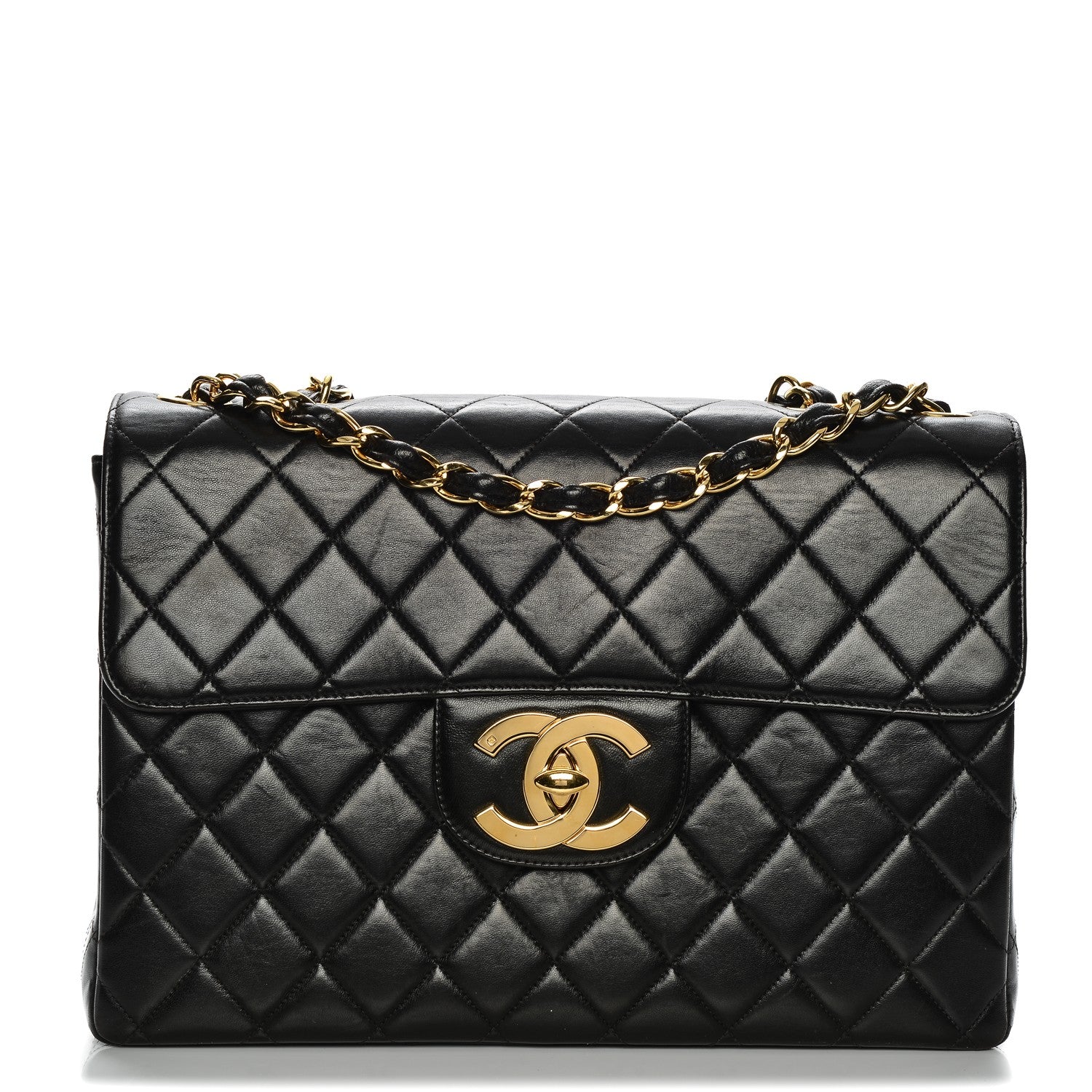 Chanel Lambskin Quilted Jumbo Single Flap Black 1 of 7