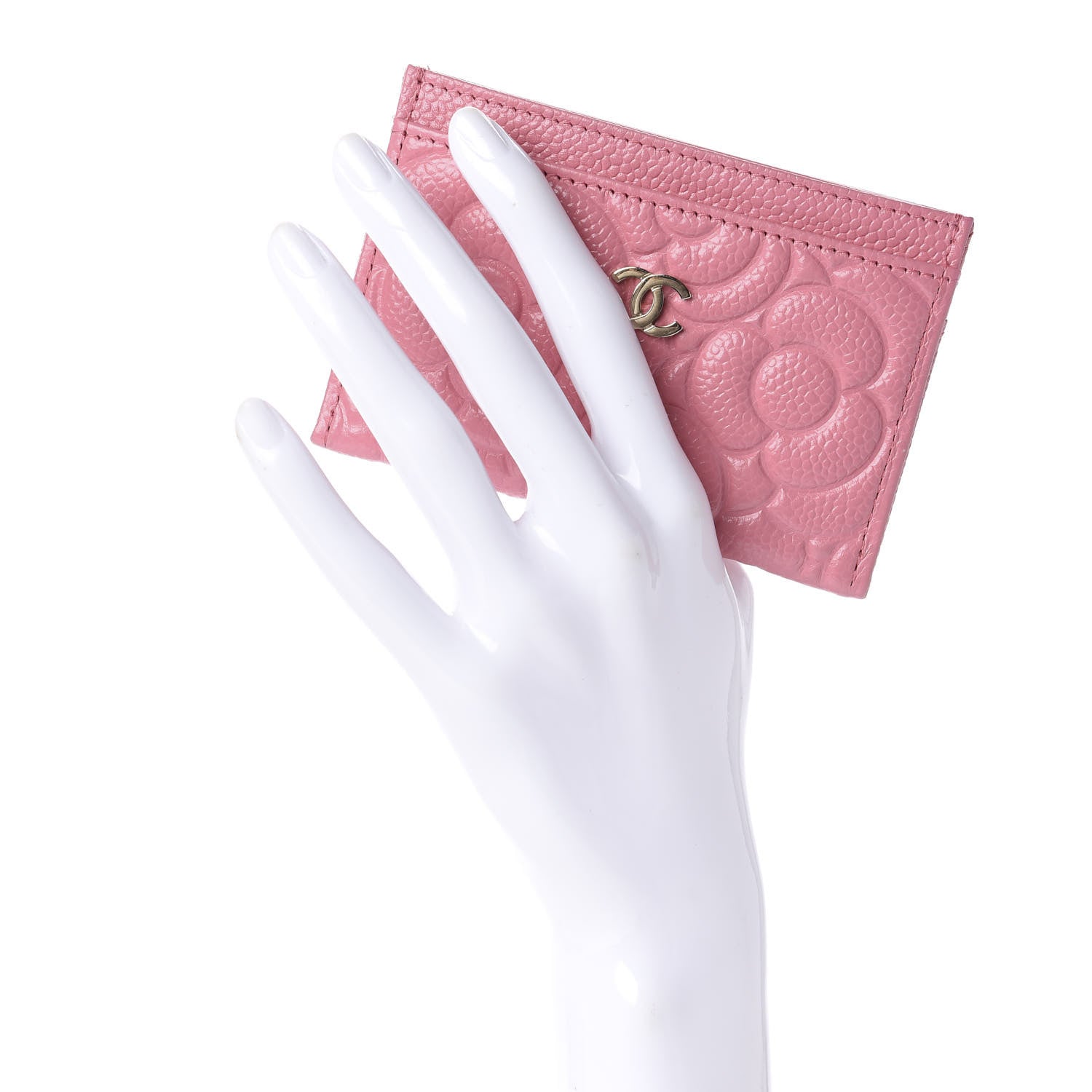 Chanel Caviar Camellia Embossed Card Holder Pink 2 of 11