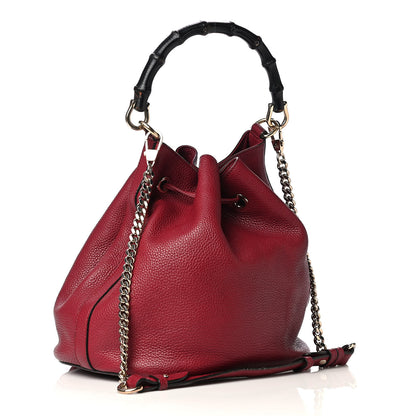 Gucci Pebbled Calfskin Miss Bamboo Bucket Bag Burgundy 2 of 4