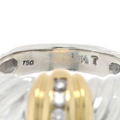 David Yurman Sterling Silver 18K Yellow Gold Diamond Shrimp Ring 54 7 4 of 4