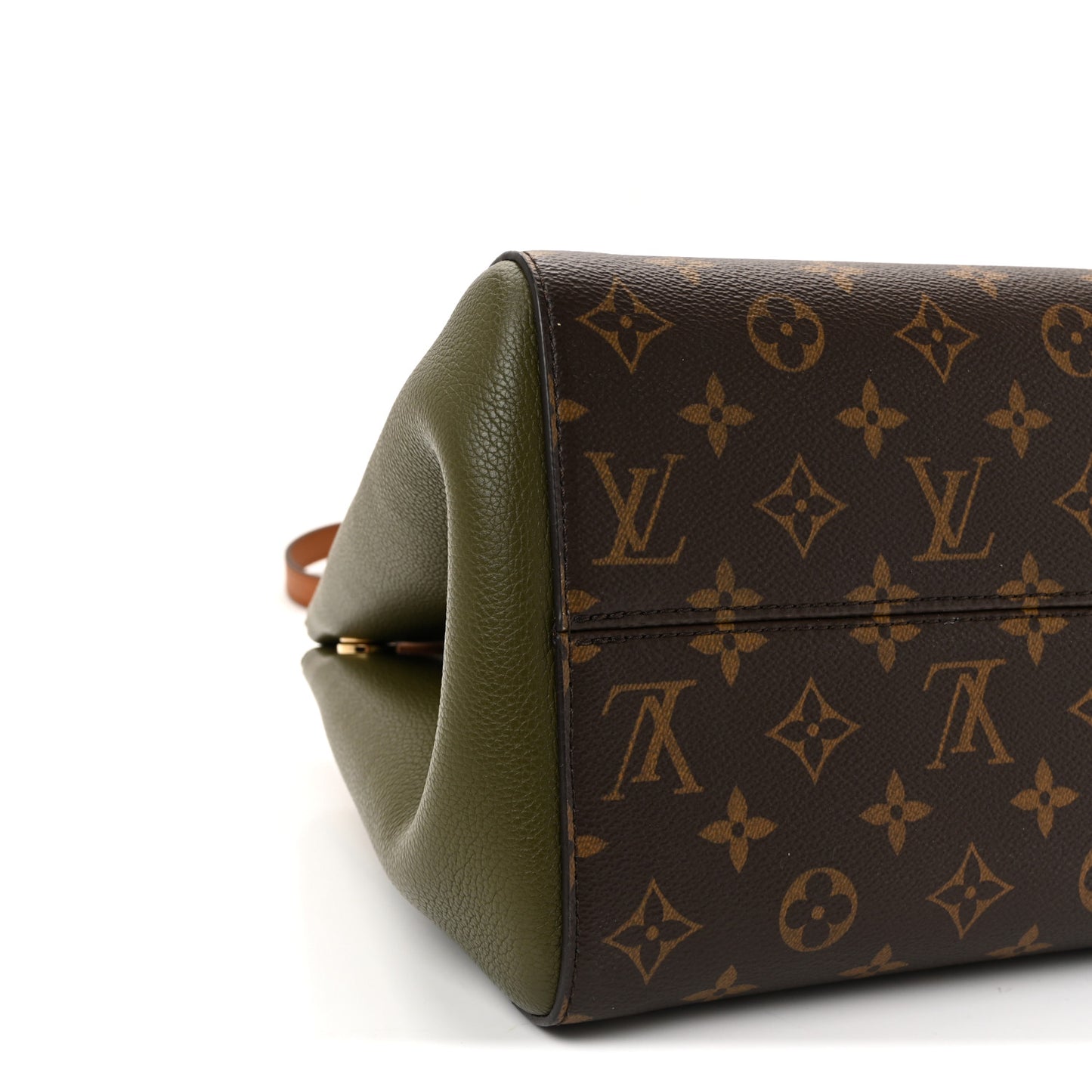 Calfskin Monogram Fold Tote PM Cream Khaki Black