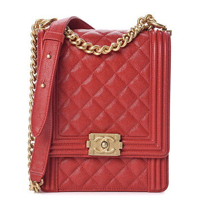 Chanel Caviar Quilted North South Boy Flap Red 1 of 8