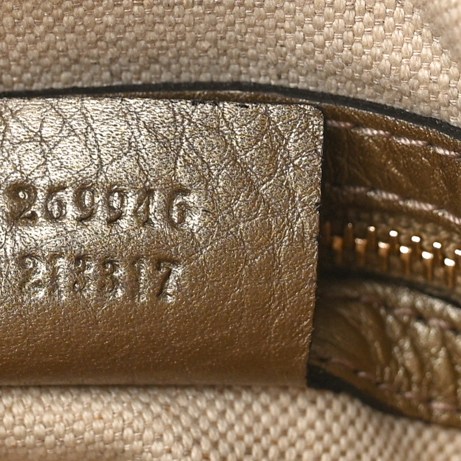Gucci I Monogram Cellarius Calfskin Large Bella Top Handle Bag Gold 7 of 9