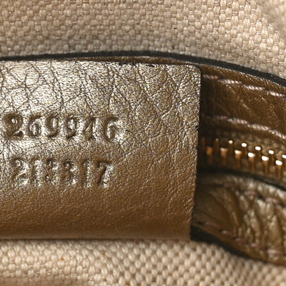 Gucci I Monogram Cellarius Calfskin Large Bella Top Handle Bag Gold 7 of 9