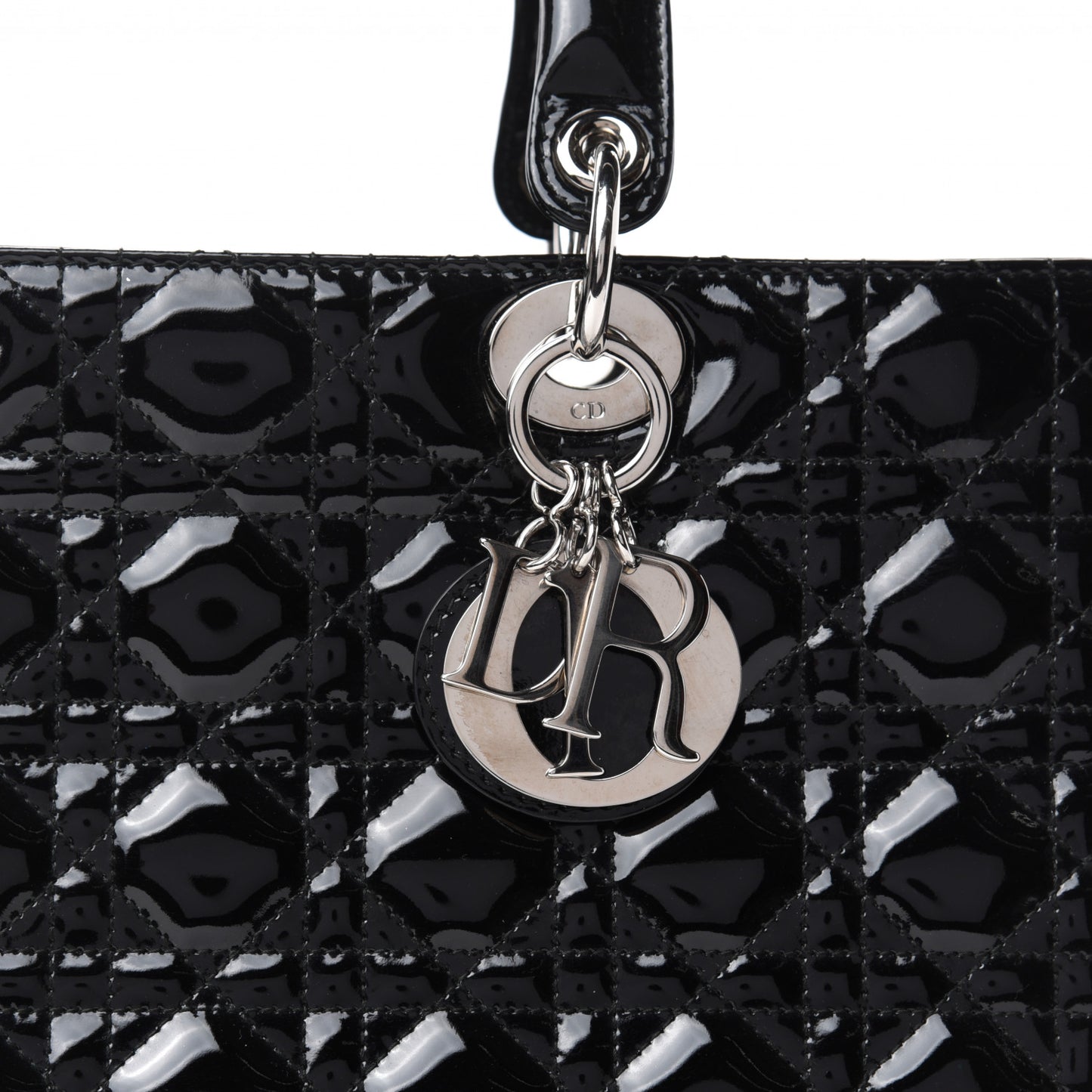Patent Cannage Large Lady Dior Black