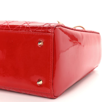 Christian Dior Patent Cannage Stitched Medium Lady Dior Red 9 of 14