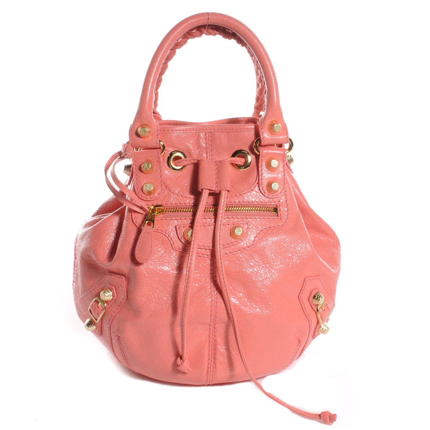 Agneau Giant 12 Gold Hardware Mini Pompon Rose Azalee