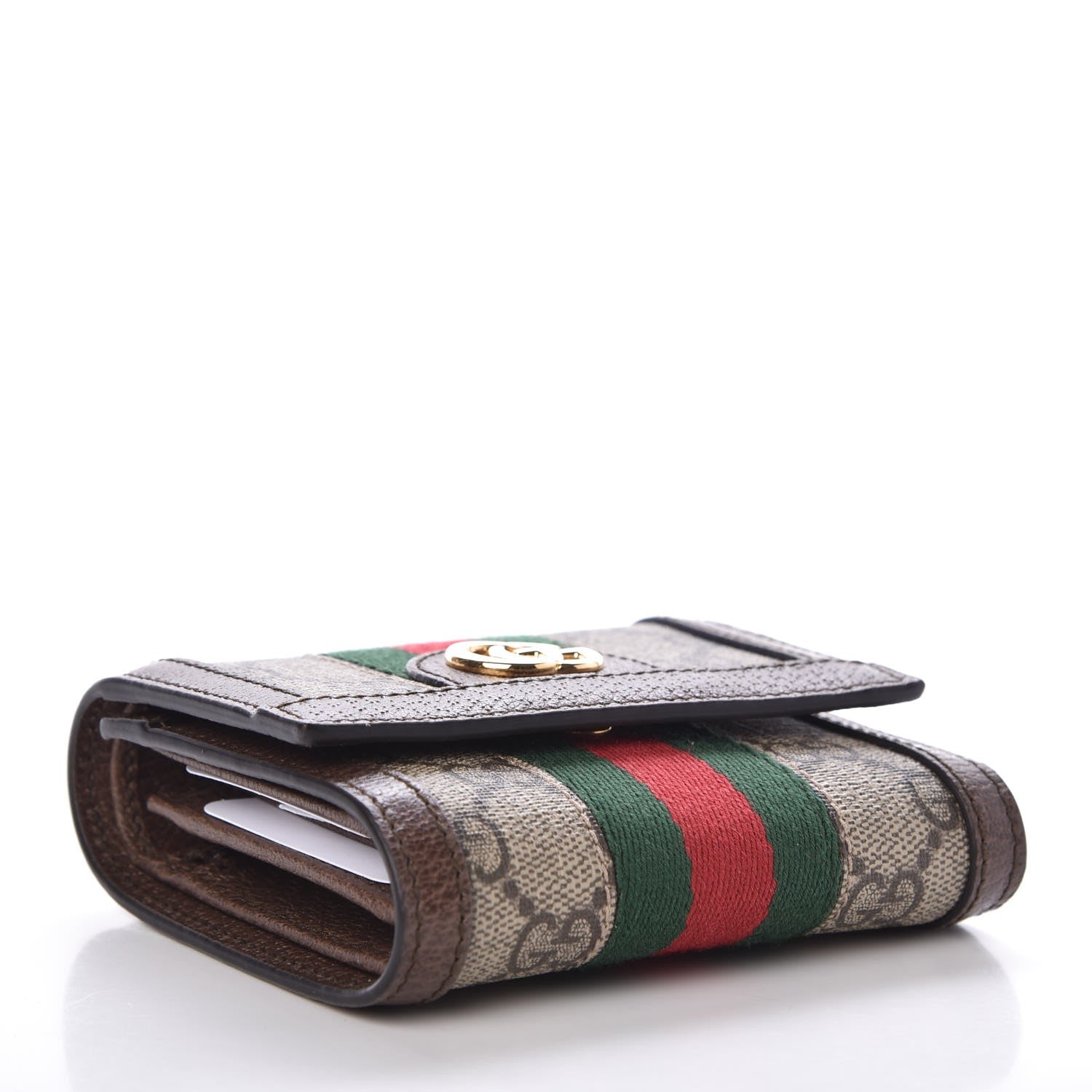Gucci GG Supreme Monogram Web Ophidia French Flap Wallet Beige New Acero 4 of 7