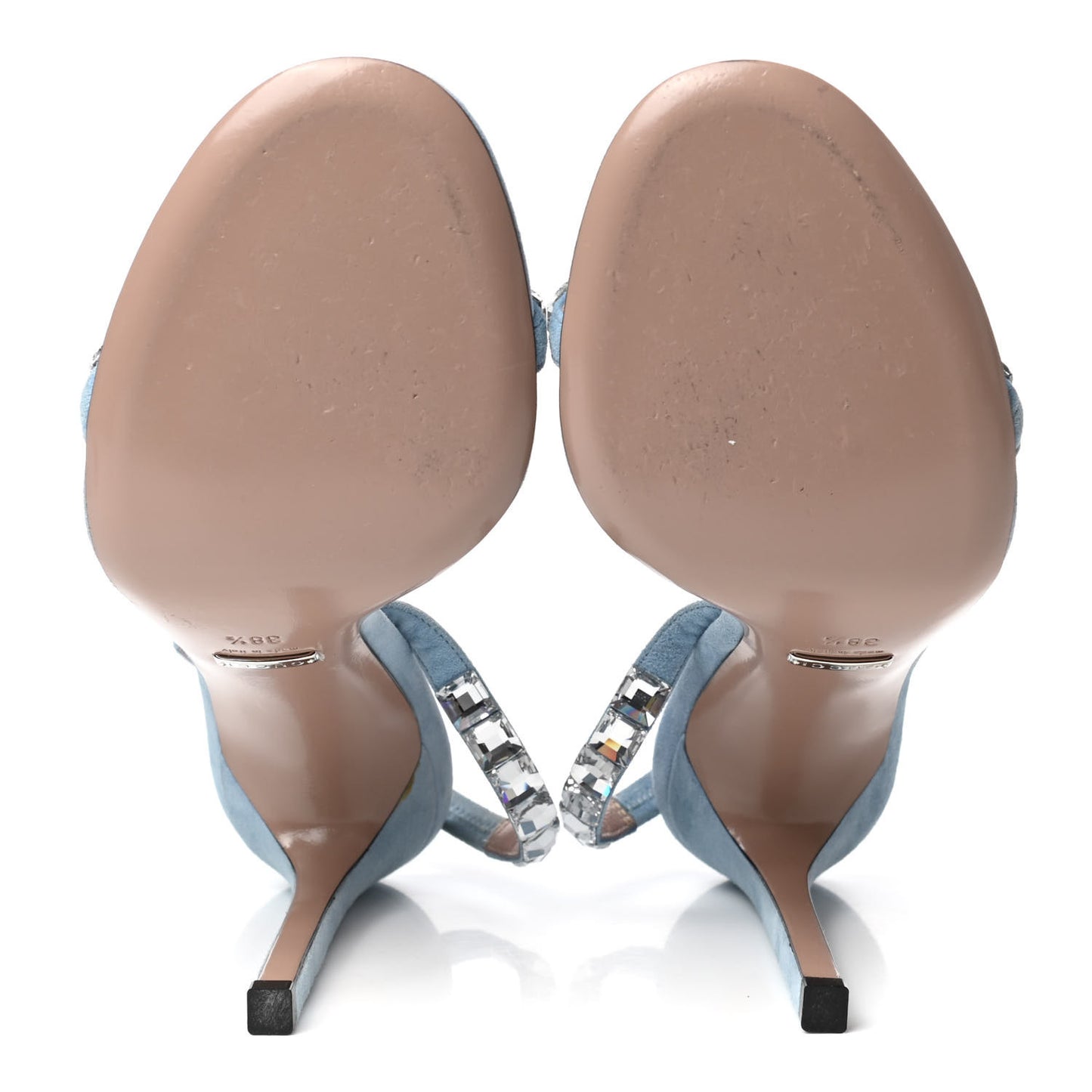 Crystal Kid Scamosciato Mallory Slingback Sandals 38.5 Transparent Mineral Blue