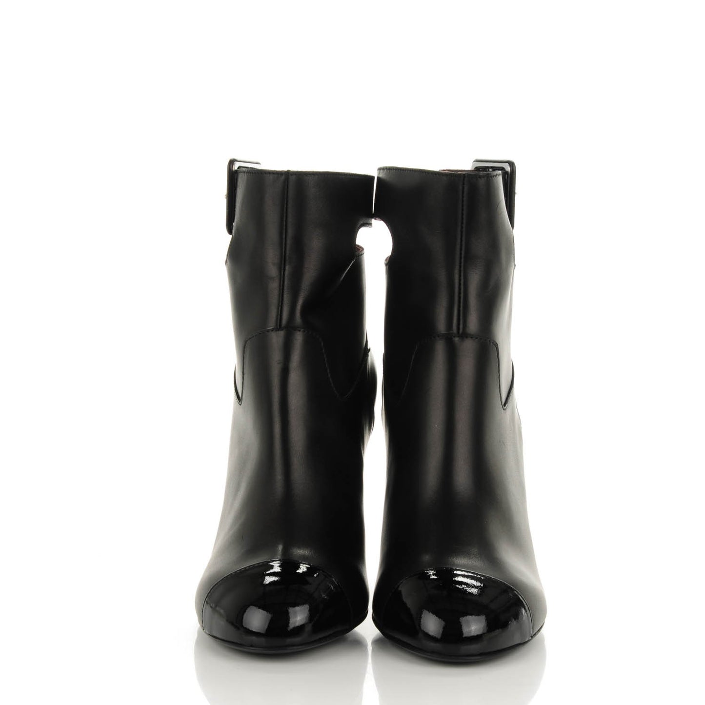 Calfskin Patent CC Cap Toe Short Boots 36 Black
