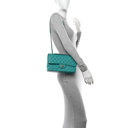 Chanel Caviar Quilted Medium Double Flap Turquoise 2 of 11