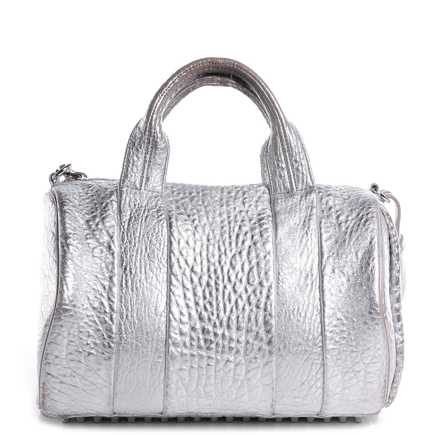 Pebbled Leather Rocco Duffel Rhodium