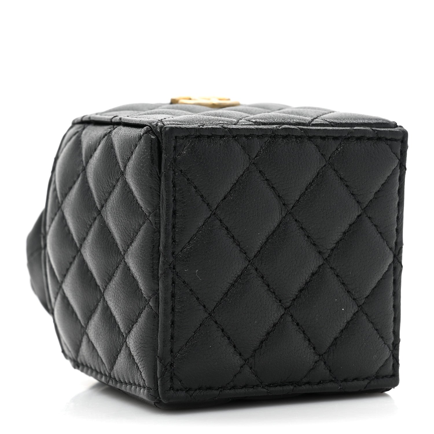 Chanel Calfskin Quilted Mini Drawstring Bucket Bag Black 4 of 9