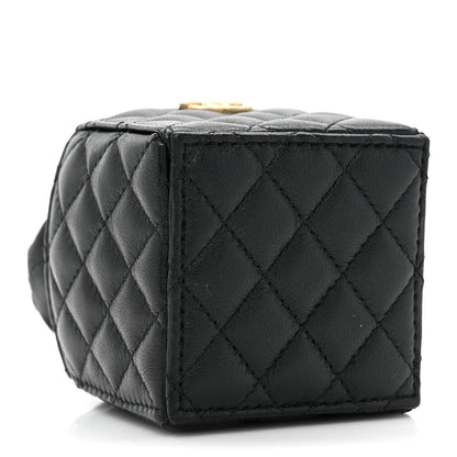 Chanel Calfskin Quilted Mini Drawstring Bucket Bag Black 4 of 9