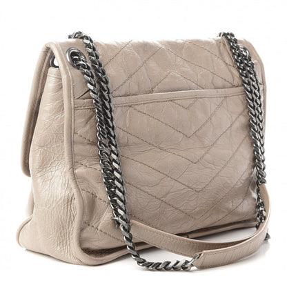 Saint Laurent Crinkled Calfskin Matelasse Monogram Medium Niki Chain Satchel Light Taupe 3 of 9