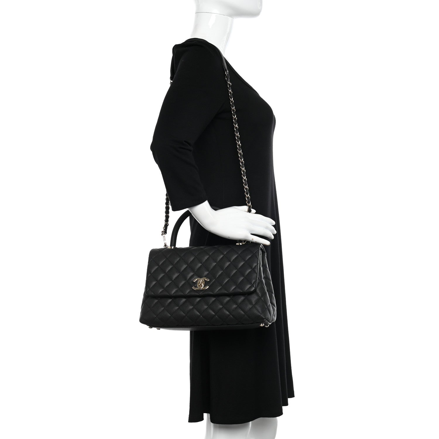 Chanel Caviar Quilted Small Coco Handle Flap Black 2 of 12