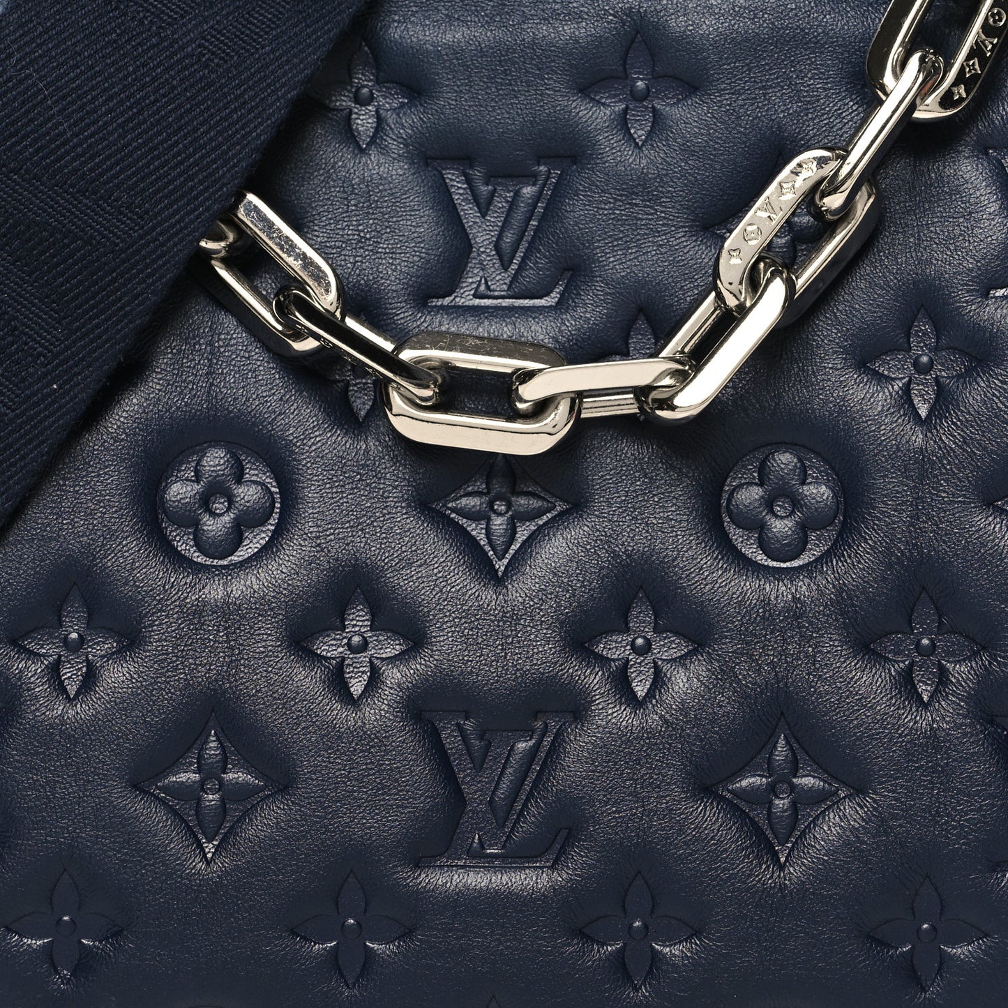 Lambskin Embossed Monogram Coussin PM Navy