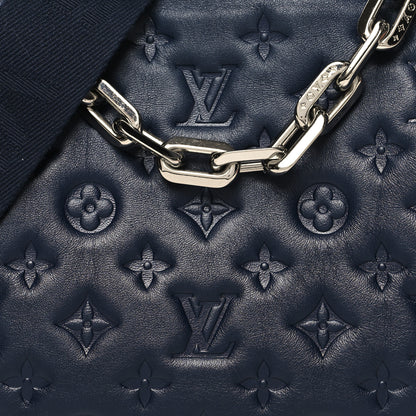Louis Vuitton Lambskin Embossed Monogram Coussin PM Navy 9 of 11