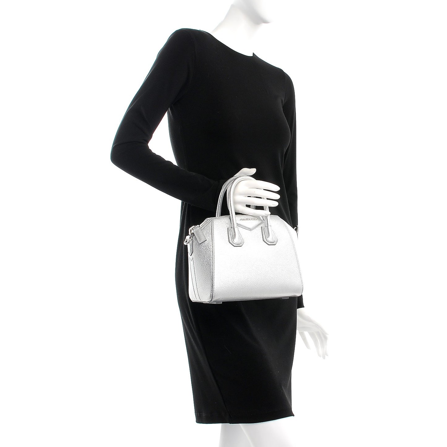 Metallic Sugar Goatskin Mini Antigona Silver
