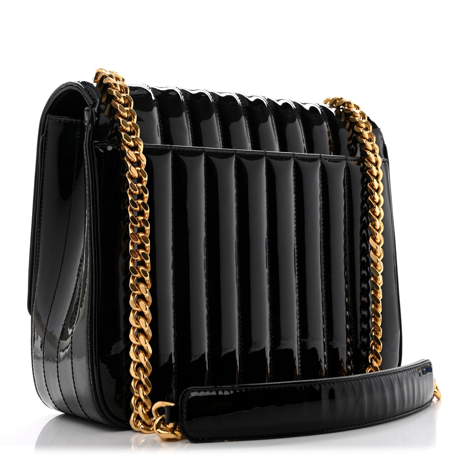 Saint Laurent Patent Matelasse Monogram Large Vicky Chain Bag Black 3 of 12