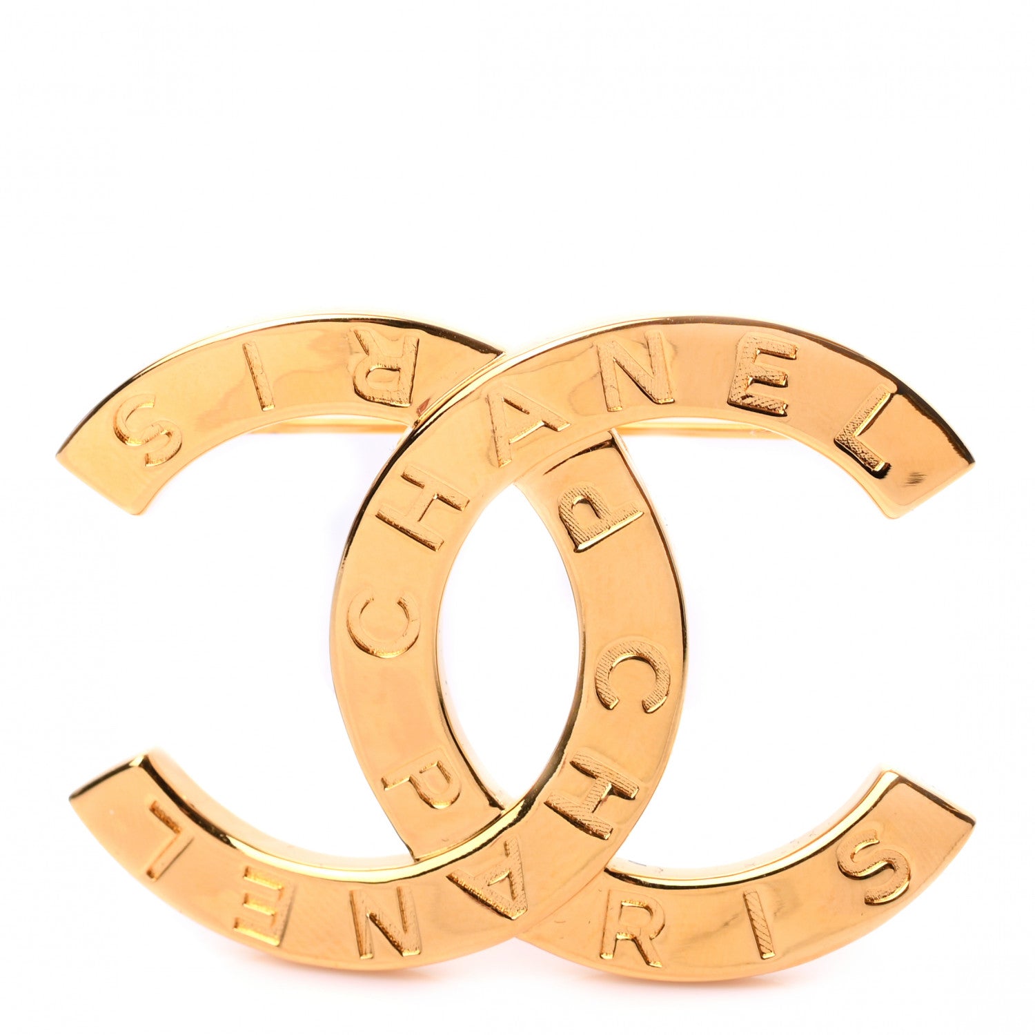 Chanel Metal Paris Button CC Large Brooch Gold 1 of 4