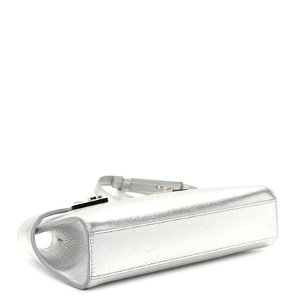 Salvatore Ferragamo Metallic Calfskin Mini E/W Hug Crossbody Bag Silver 4 of 11