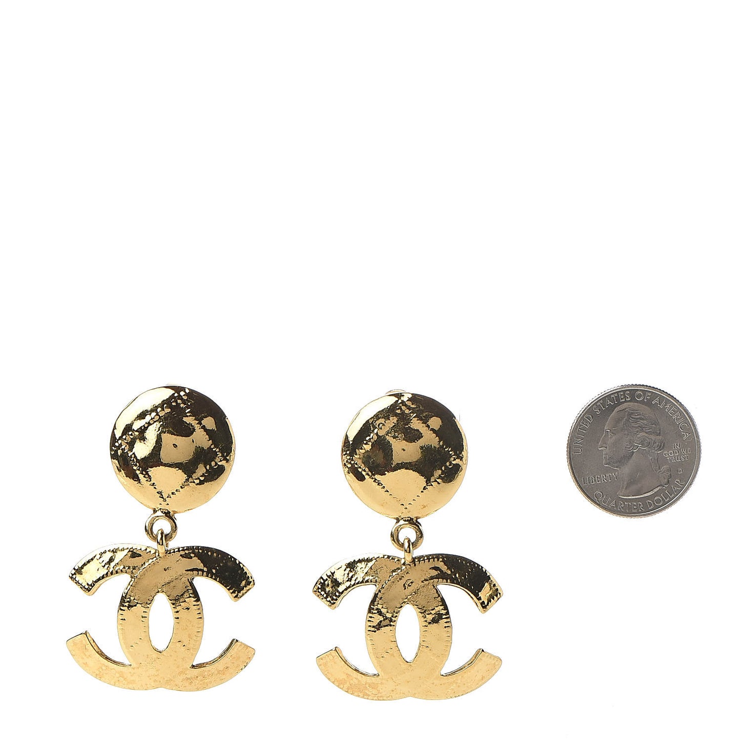 CC Drop Clip On Earrings Gold
