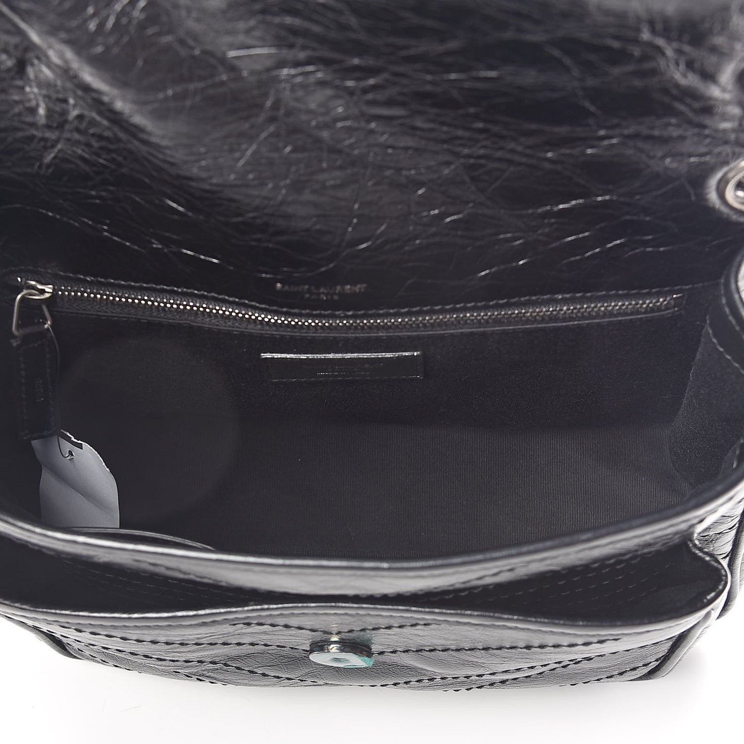 Crinkled Calfskin Matelasse Monogram Medium Niki Chain Satchel Black