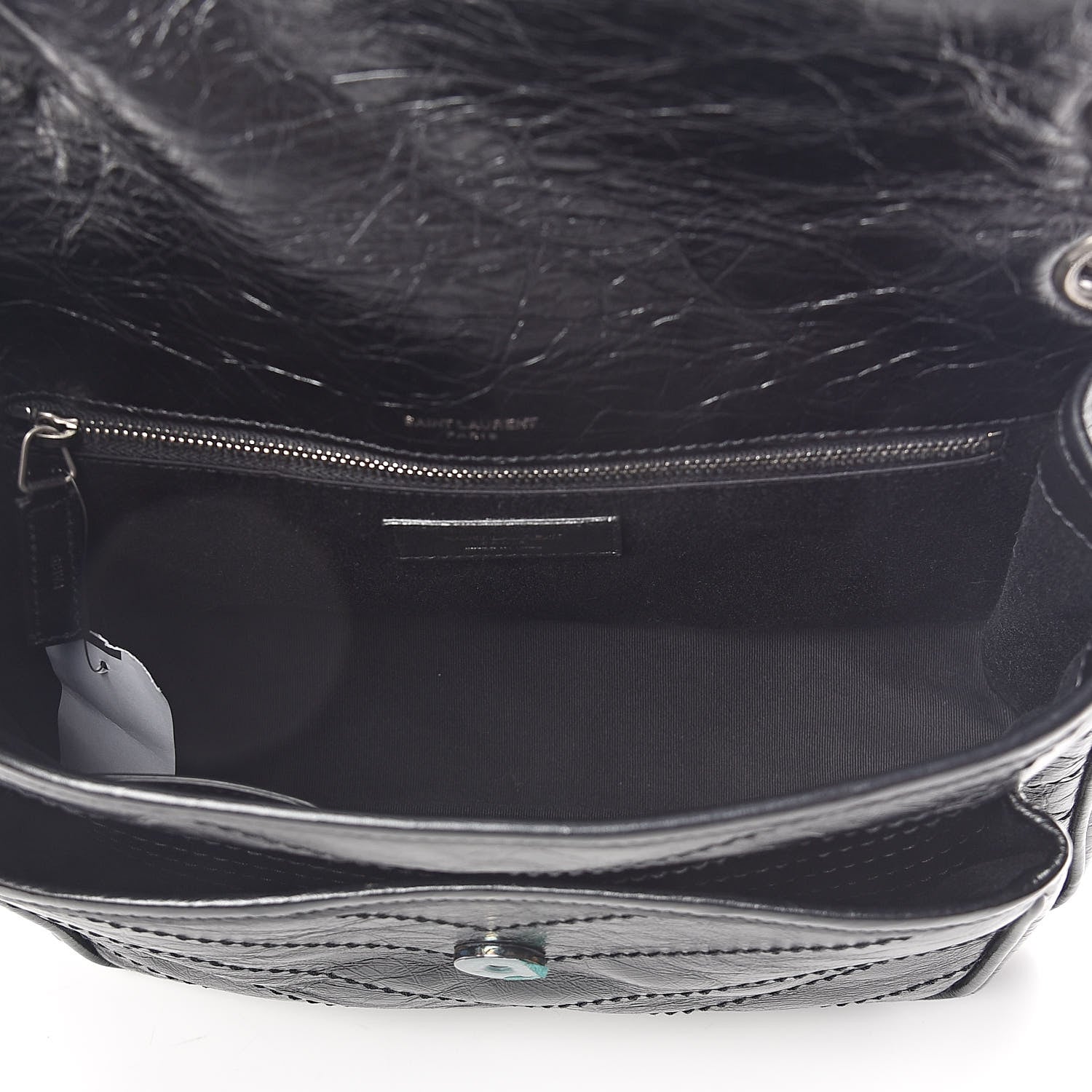 Saint Laurent Crinkled Calfskin Matelasse Monogram Medium Niki Chain Satchel Black 5 of 9