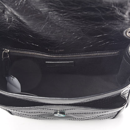 Saint Laurent Crinkled Calfskin Matelasse Monogram Medium Niki Chain Satchel Black 5 of 9