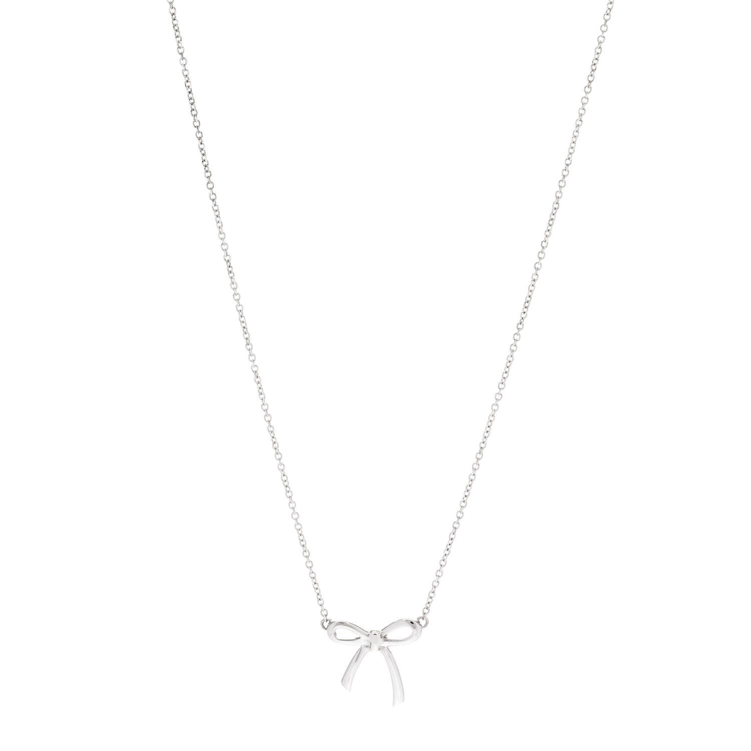 Tiffany Sterling Silver Small Bow Pendant Necklace 1 of 5