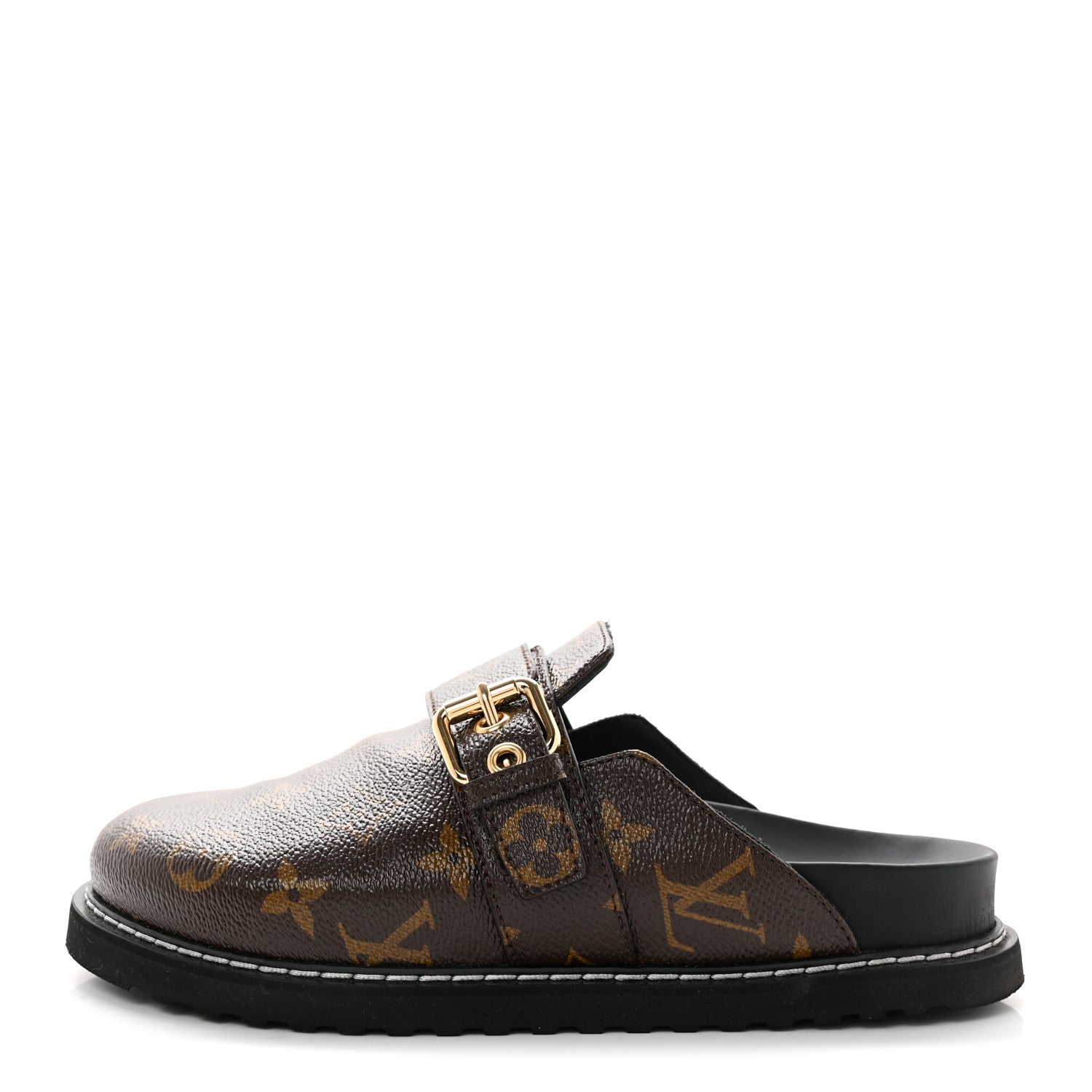Louis Vuitton Patent Monogram Womens Cosy Flat Comfort Clog Mules 35 Brown 1 of 9