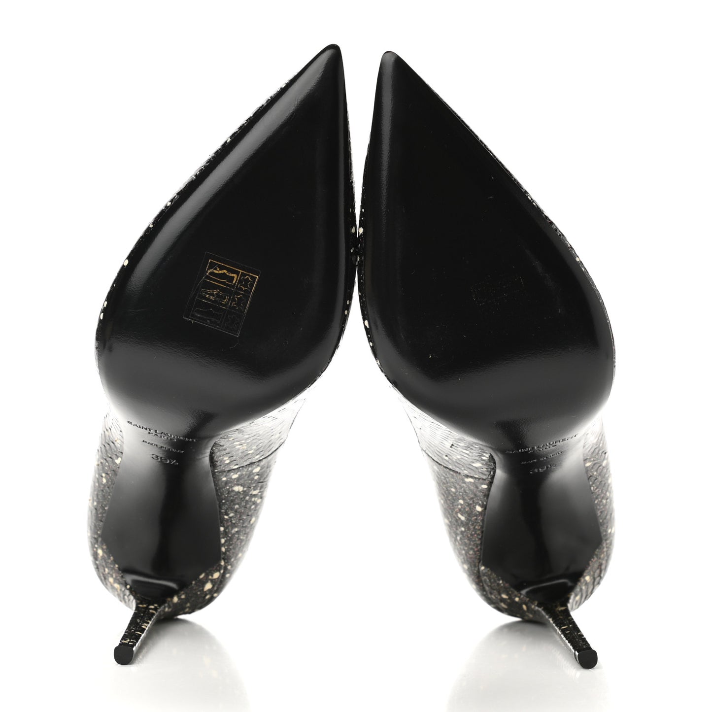 Vernis Snakeskin Embossed Calfskin Zoe 105 Star Pumps 39.5 Black White Multicolor