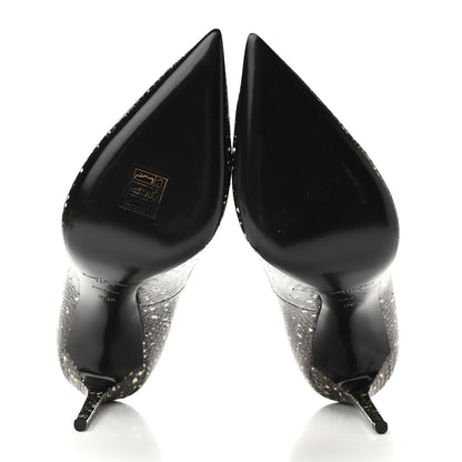 Saint Laurent Vernis Snakeskin Embossed Calfskin Zoe 105 Star Pumps 39.5 Black White Multicolor 5 of 8