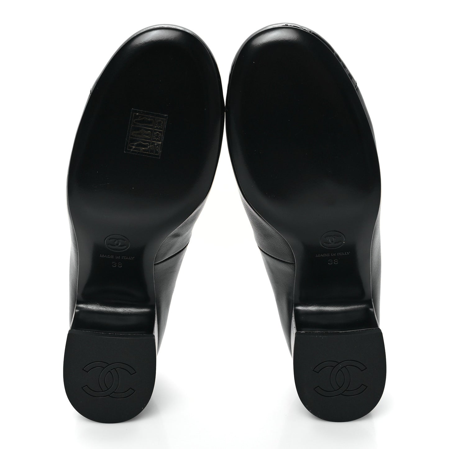 Lambskin Patent Cap Toe CC Mary Jane Pumps 38 Black