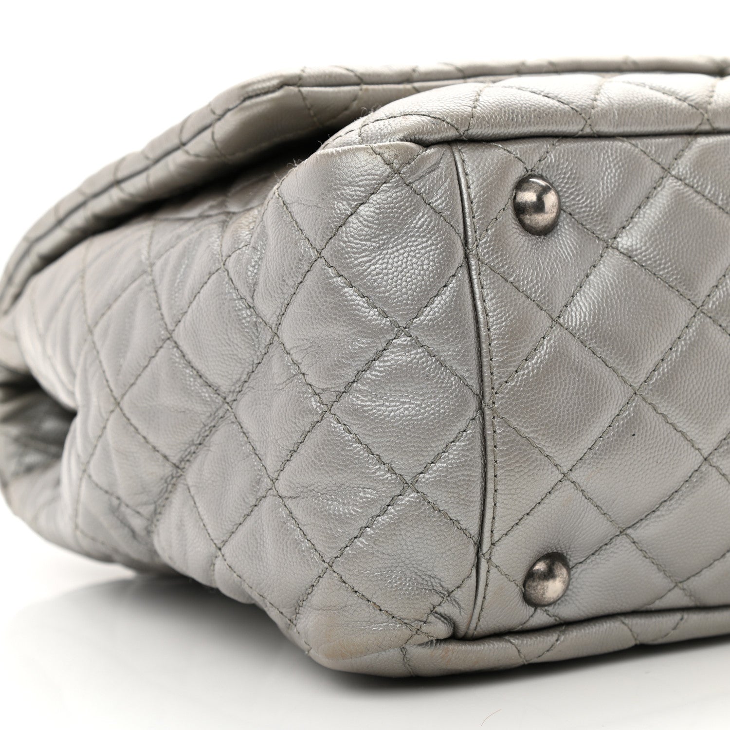Chanel Metallic Caviar Quilted XXL Travel Flap Bag Silver 9 of 11