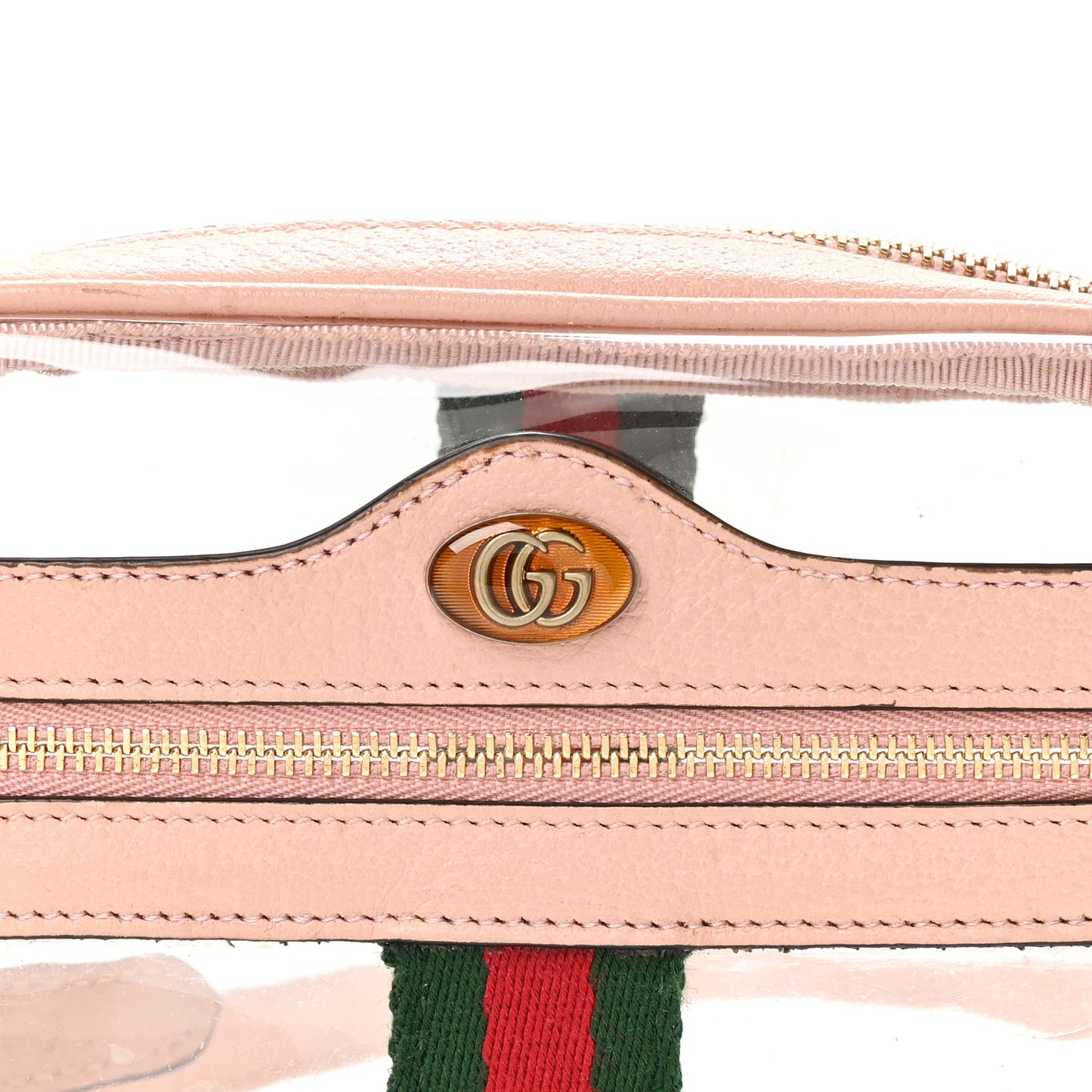 Vinyl Web Mini Ophidia Transparent Shoulder Bag Perfect Pink