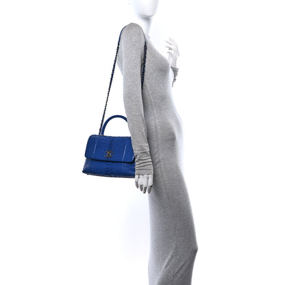 Chanel Snakeskin Small Coco Handle Flap  Blue 2 of 10