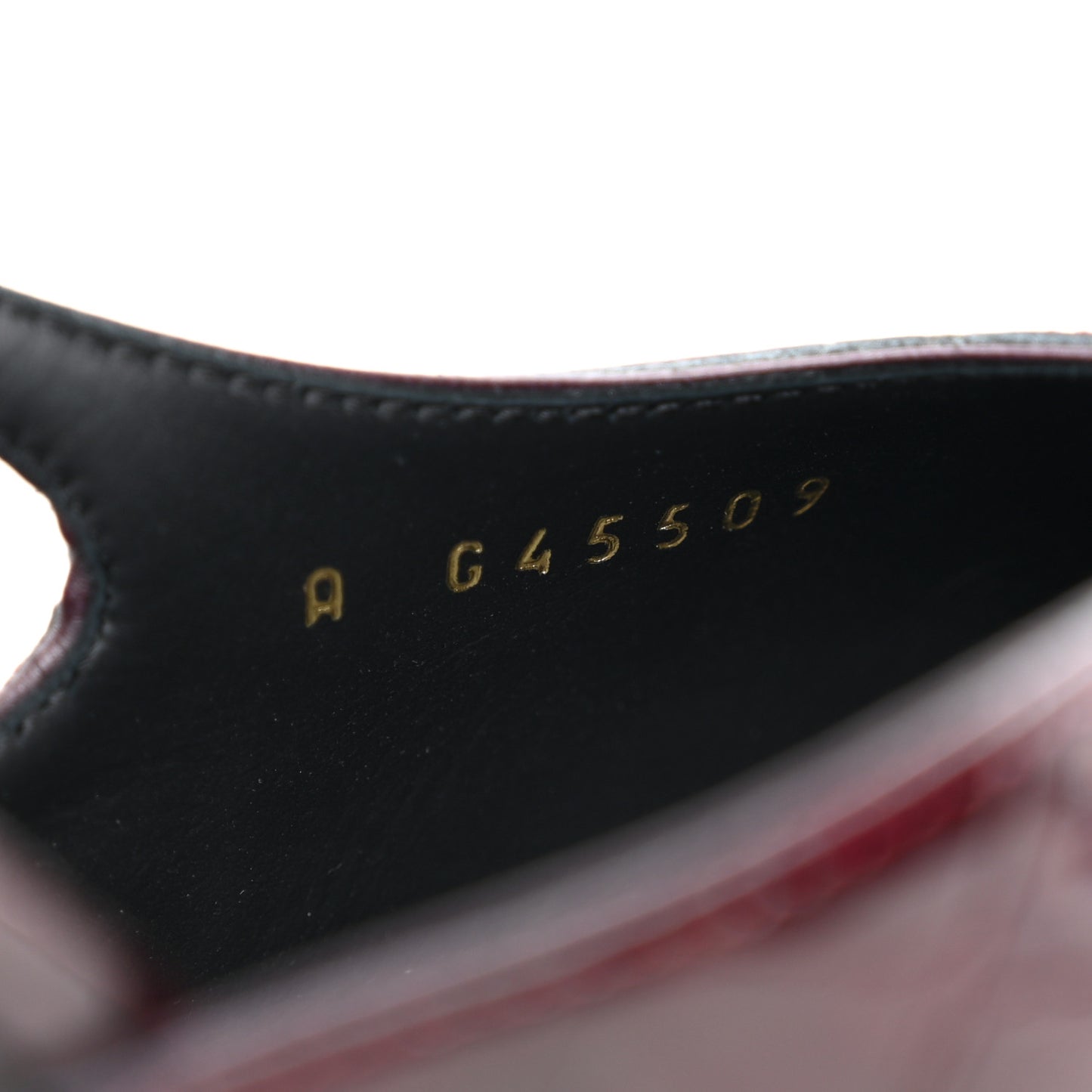 Patent Calfskin Crocodile Embossed Cap Toe CC Slingback Pumps 37.5 Dark Burgundy Black