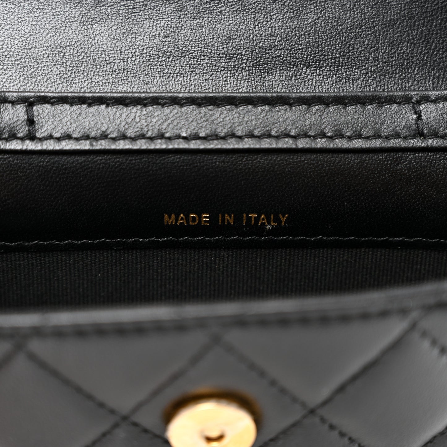 Lambskin Quilted CC Enamel Mini Belt Bag Black