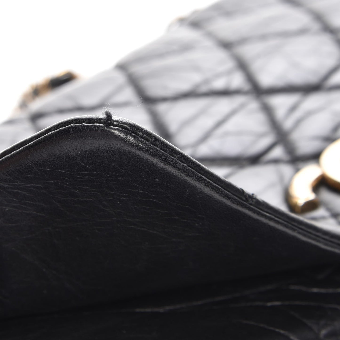 Aged Calfskin Quilted Small Pondichery Flap Black