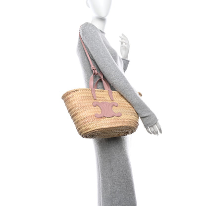 Celine Raffia Calfskin Triomphe Teen Panier Vintage Pink 2 of 9