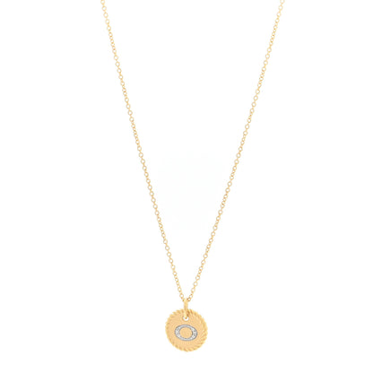 David Yurman 18K Yellow Gold Diamond Initial O Charm Pendant Necklace 1 of 5