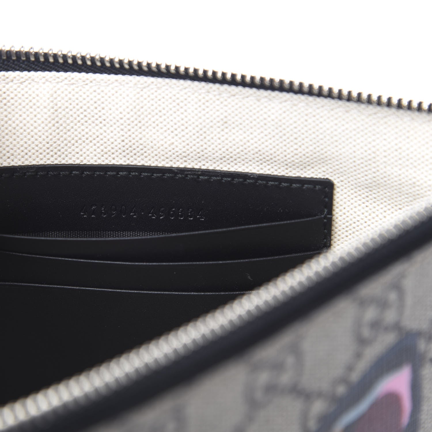 Gucci GG Supreme Monogram Angry Cat Zip Wristlet Pouch Beige 7 of 7