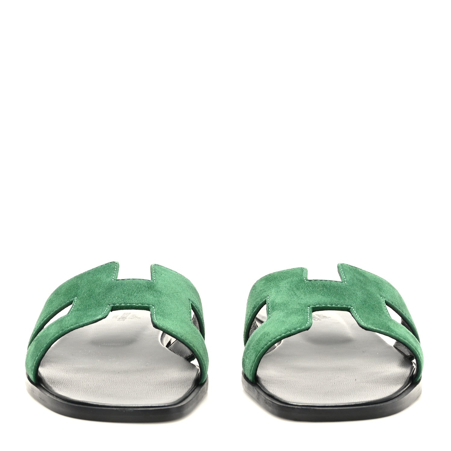 Hermes Suede Goatskin Oran Sandals 39.5 Vert Electrique 2 of 9