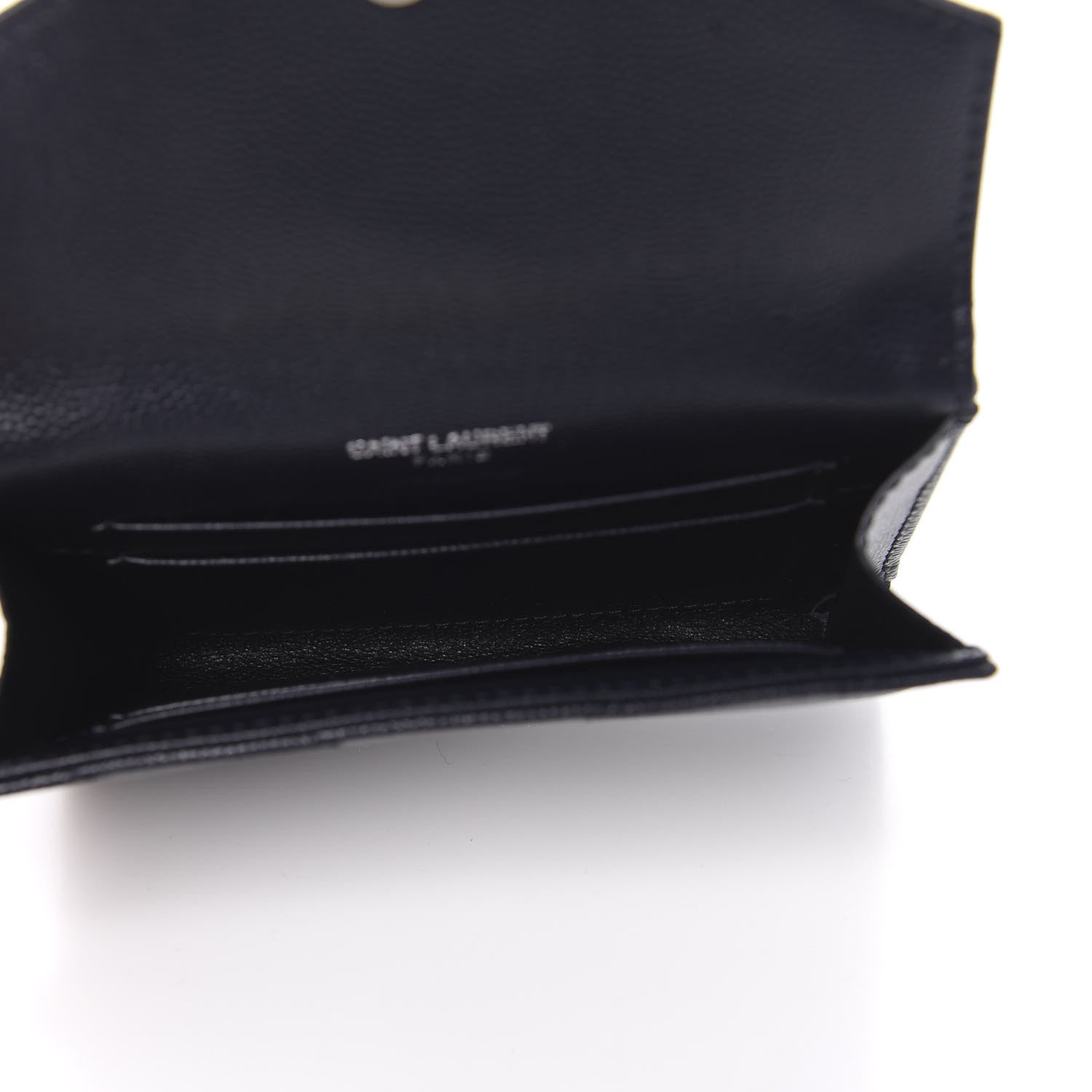 Saint Laurent Grain De Poudre Matelasse Chevron Small Monogram Envelope Wallet Deep Marine 5 of 8