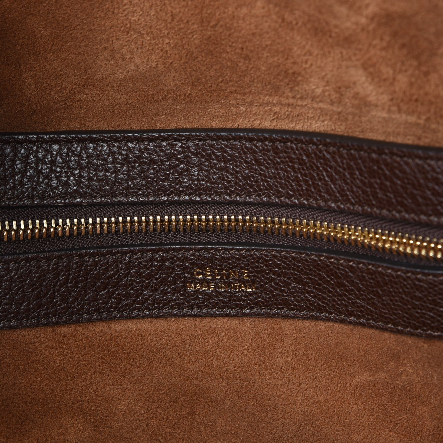 Celine Shiny Grained Calfskin Medium Belt Cabas Phantom Brown 6 of 7