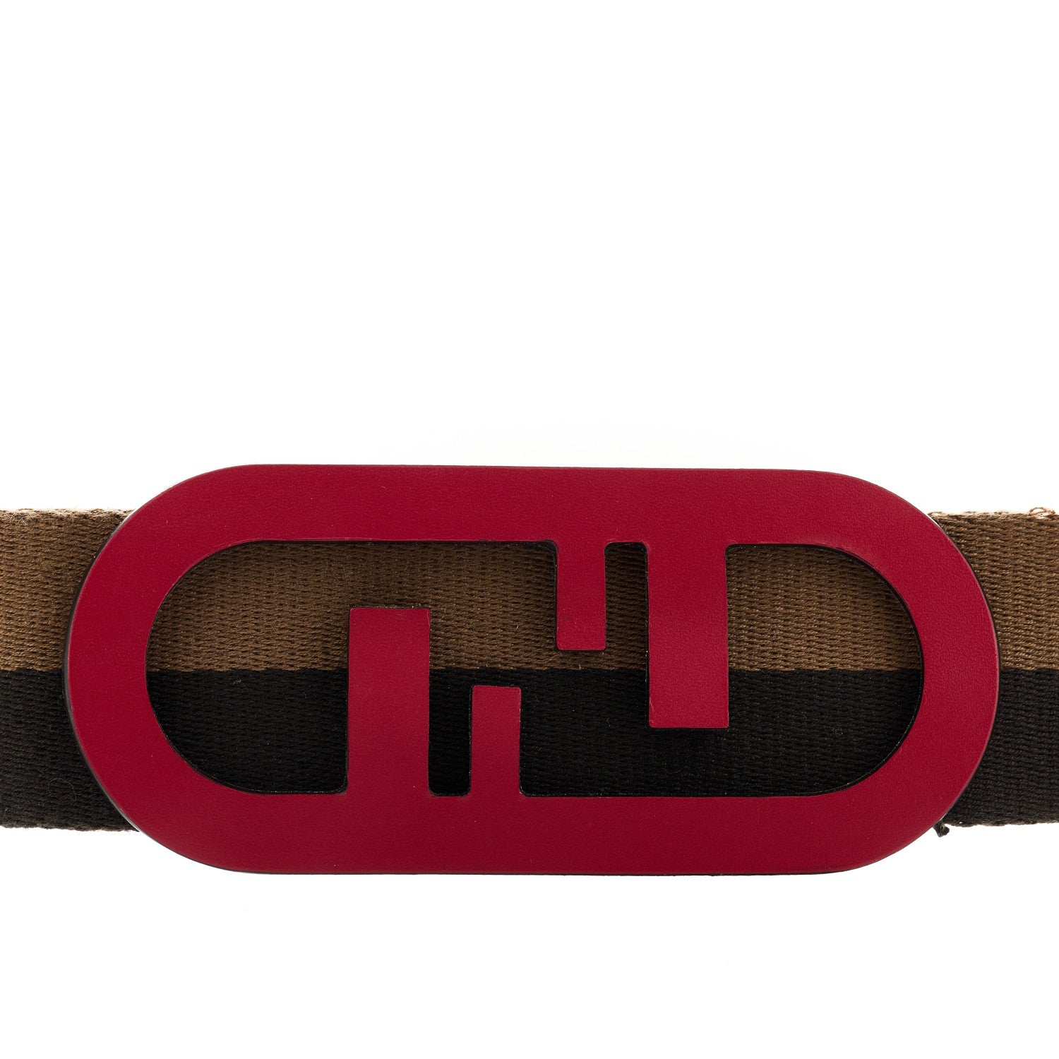Fendi Jacquard Ribbon Vitello King O'Lock Adjustable Strap You Moro Sand Fragola 4 of 4