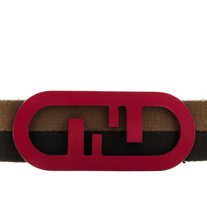 Fendi Jacquard Ribbon Vitello King O'Lock Adjustable Strap You Moro Sand Fragola 4 of 4